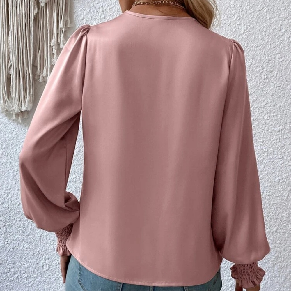 Blush Front Drape Blouse S M L - Picture 4 of 4